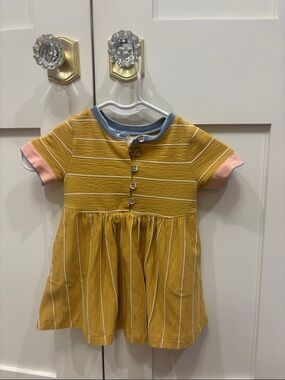 Matilda Jane Mustard Knit top with Pink and Blue Trim